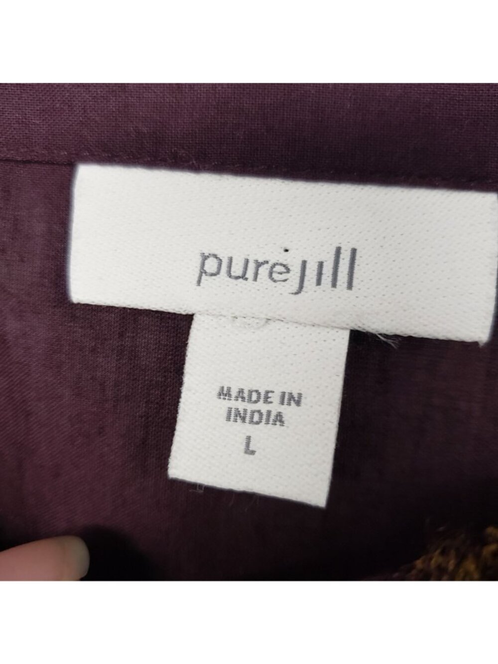 Pure Jill J Jill Valley Embroidered Purple Brown Top Fall Colors Boho Textured - Picture 8 of 11